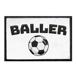 Baller - Soccer Morale Patch | Hook and Loop Attach for Hats, Jeans, Vest, Coat | 2x3 in | by Pull Patch
