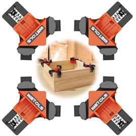 WETOLS Corner Clamp for Woodworking, 90 Degree Right Angle Clamp, Wood Clamps, 4Pcs Adjustable Spring Loaded Woodworking Clamp, Gifts for Him, Birthday Gifts for Men, Photo Framing, Orange