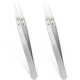 Set of 2 Ceramic Tweezers Set Stainless Steel Tweezers Professional Tweezers Tool Tweezers Set for Model Making Computer Electronic Repairs Precision Work Laboratory Work Jewellery Tool