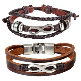 Cupimatch Unlimited Multilayer Leather Rope Bracelet for Tribal Men and Women Adjustable Bracelet
