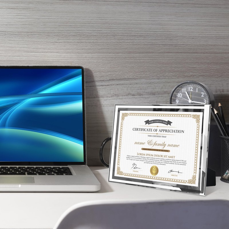 GraduatePro A4 Glass Certificate Frame Double Silver Line Document Diploma