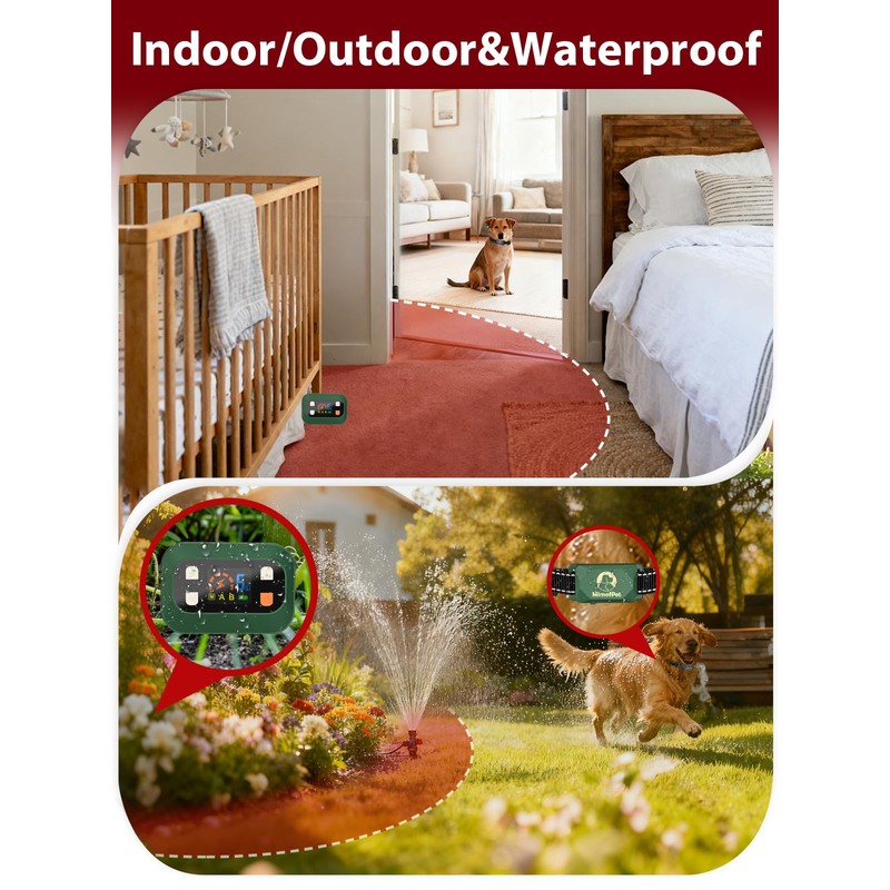 MIMOFPET Wireless Pet Barrier - Indoor Outdoor Waterproof Barrier with