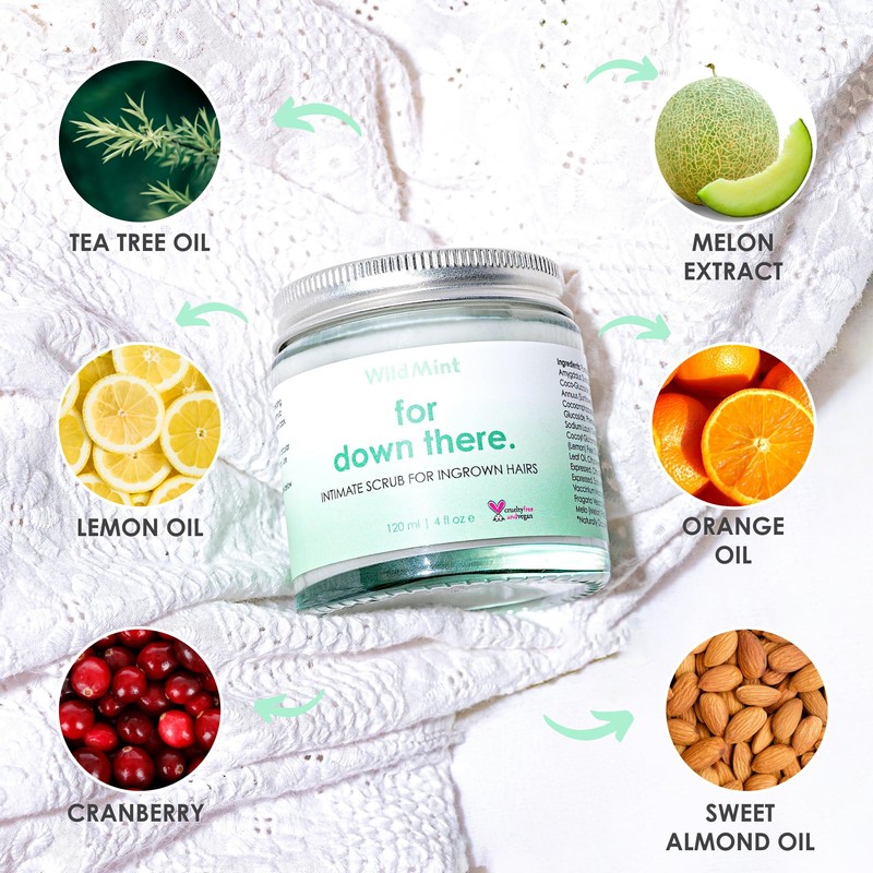 WildMint Intimate Scrub for down there| Ingrown Hairs, Razor Bumps,