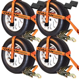 VULCAN Car Tie Down with Snap Hook - Adjustable Loop - 4 Pack - PROSeries - 3,300 Pound Safe Working Load