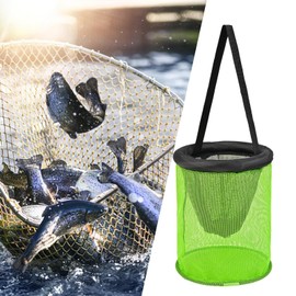 Fishing Basket for Caught Fish - Foldable Net for Live Caught,Portable Floating Mesh Fish Basket for Crayfish Catfish Live Bait Storage Saltwater Freshwater Fishing Clamming Crabbing