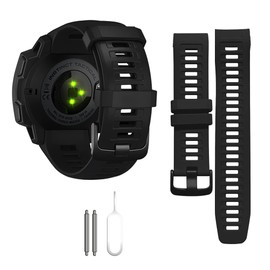 Threeeggs Threeeggs Compatible for Garmin Instinct Bands, Soft Silicone Band Replacement Watch Strap Compatible with Garmin Instinct 2 / Solar/Tactical/Instinct Esports (Black)