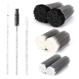 Kit de 600 suministros de extensión de pestañas, 200 varitas de rímel desechables, 200 brochas de labios, 200 microhisopos, brochas de pestañas negras, herramienta aplicadora de maquillaje