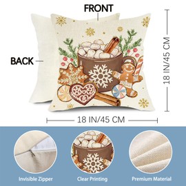 Hello Winter Brown Decorative Throw Pillow Covers 18 x 18 Set of 4