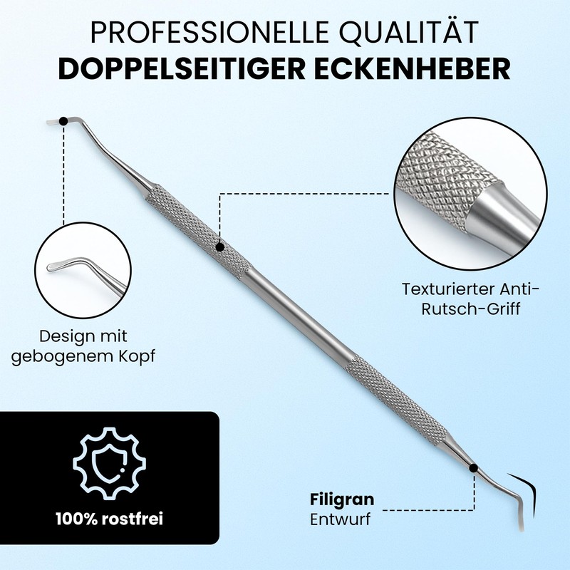 Excellent Corner Lifter, Tamponade Probe, Double-Sided, Stainless Steel, Curved Ends