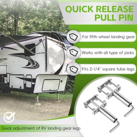 308287 RV Fifth Wheel Landing Gear Quick Release Pull Pin, 2 PCS Fifth Wheel Quick Release Pins for RV Camper Motorhome Trailer Landing Gear Jacks, Standard 3/8” Pin, Replace# LC308287