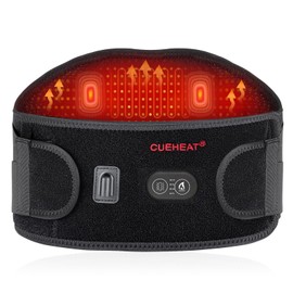 CUEHEAT Heated Waist Belt, Cordless Heating Pad for Low Back, Electrical Heating and Massage, Rechargeable Battery Powered (Dark Black, 45 inches)