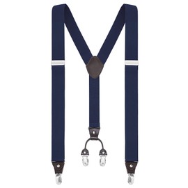 Buyless Fashion Suspenders for Men - 48" Elastic Adjustable Straps 1 1/4" - Y Shape - 5103-Navy