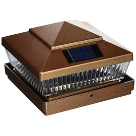 Plastic Copper 6.25 x 6.25 inch Outdoor 5 LED 78Lumens Solar Post Cap Light Designed to fit on 5x5 Hollow Vinyl/PVC/Plastic or Solid Wood/Composite Posts