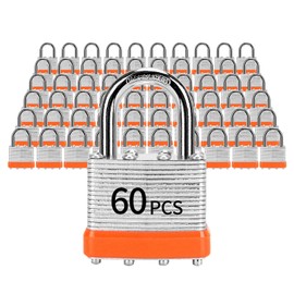 Padlocks with Same Key, LQYN 60 Pcs Laminated Keyed Padlock (1-9/16", 40mm), Keyed Alike Locks, Normal Shackle, for Storage Locker, Hasp Latch, Toolbox, Sheds