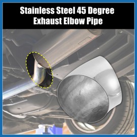 A ABSOPRO 1 Pcs OD 5 Inch 45 Degree Mandrel Bend Elbow SS304 Stainless Steel Bend Tube Exhaust Elbow Pipe for Car Modified Exhaust System 5" Piping Silver Tone Item Replacement