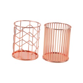 Tofficu 2pcs Makeup Brush Holder Stylish Iron Art Pen Container for Makeup Tools and Nail Accessories Creative Storage for Home Office and School Use Striped Straight Design