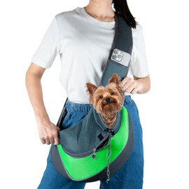 Dury Dog Backpack Carrier - Adjustable Shoulder Strap Dog Carriers for Small Dogs Breathable Dog Sling Carrier Dog Travel Bag with Phone Pocket (Green)