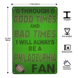 Rugby Fan Metal Tin Sign - Vintage Retro Wall Art with "Through Good Times & Bad" Quote, Weatherproof，Pre-Drilled for Easy Mounting, Durable Iron Home & Lawn Decoration-Gift for Sports Fans
