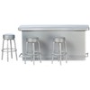 Dollhouse Miniature 1950's Counter w/3 Stools, Silver #T5921