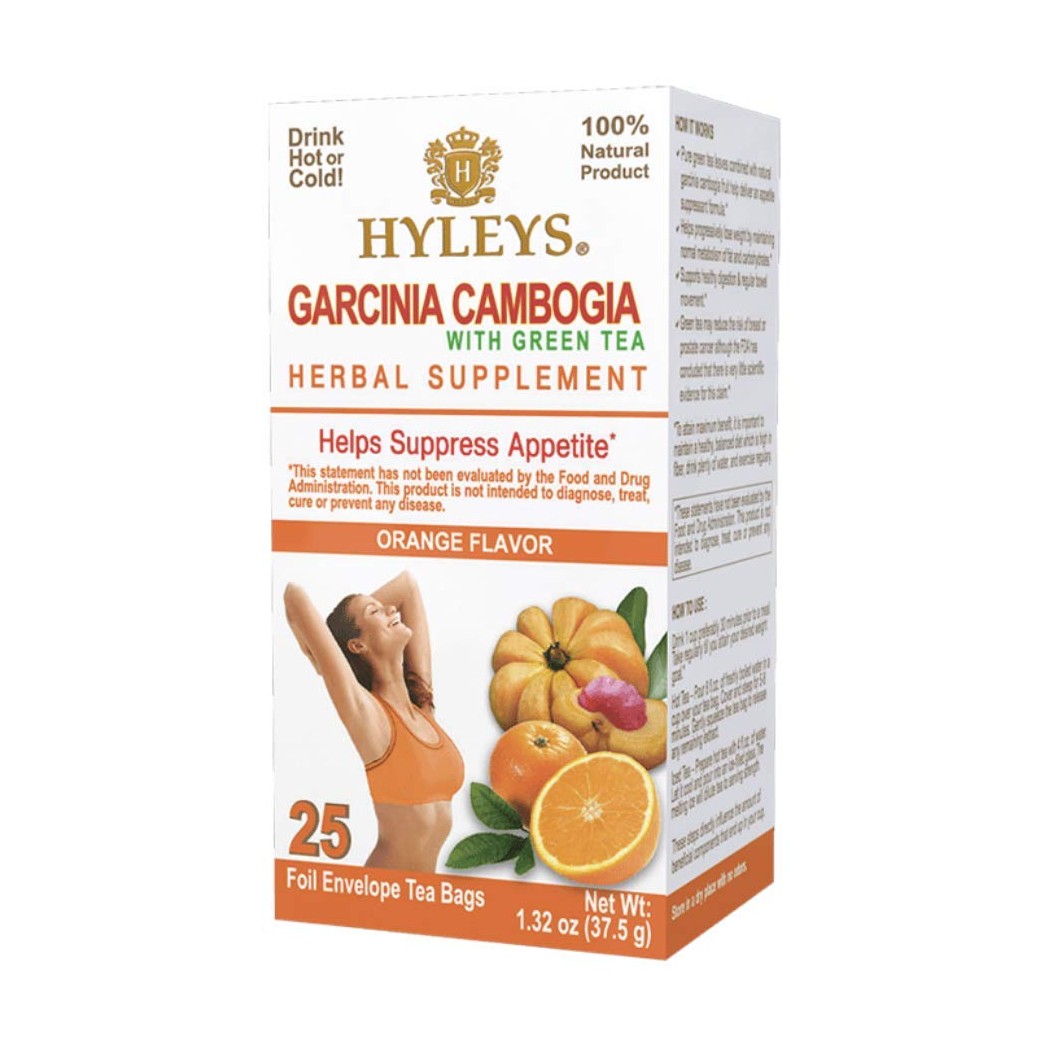 Hyleys Wellness Garcinia Cambogia Green Tea Orange - 25 Bags - (100% Natural, Sugar Free, Gluten Free and Non GMO)