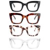 MMOWW 4 Pack Fashion Square Reading Glasses for Women Men