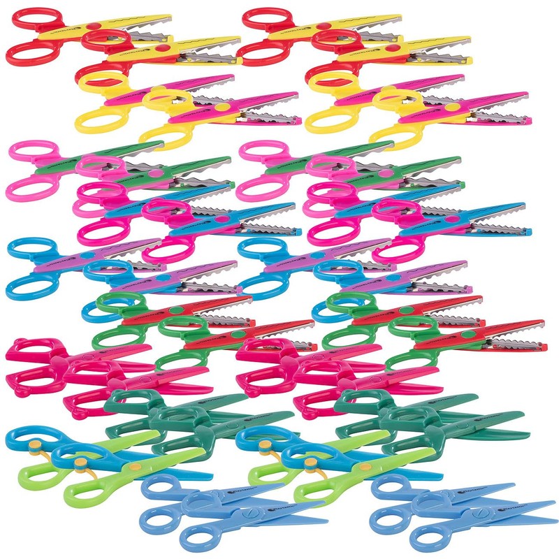 Playtastic Kids Decorative Scissors: 40 Pieces Kids Craft Scissors Set