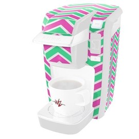 WraptorSkinz Decal Style Vinyl Skin compatible for Keurig K10 / K15 Mini Plus Coffee Makers Zig Zag Teal Green and Pink (COFFEE MAKER NOT INCLUDED)