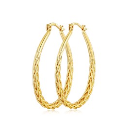 PABBEU Gold Hoop Earrings for Women, Hypoallergenic Lightweight Oval Chunky Hoop Earrings, Large Gold Hoops 62mm