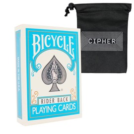 Coloured Bicycle Playing Cards - Classic Rider Back Design- Includes Cipher Card Bag (Turquoise)