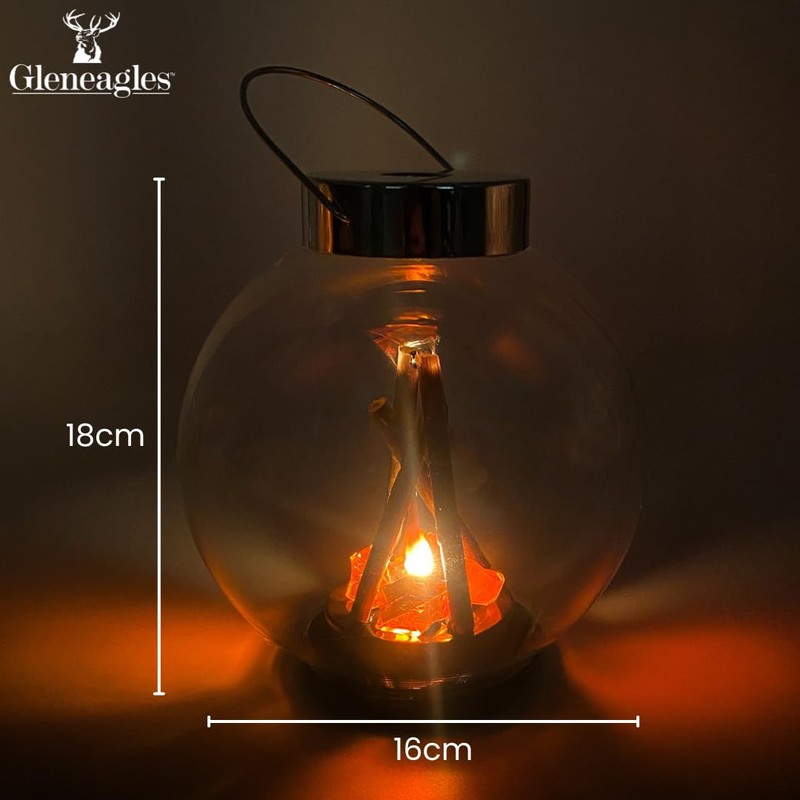 Cello Gleneagles Campfire LED Round Lantern, USB Powered, Realistic Flame