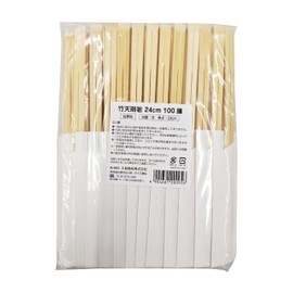 Yamato Bussan Split Chopsticks Bamboo Cutting Chopsticks Plain White Hakama 9.4 inches (24 cm), 100 Pairs in a Bag for Commercial Use