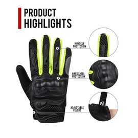 IRON JIA'S Motorcycle Gloves Men Summer Touch Screen Soft Breathable and Comfortable Suitable for Motorcycling, Mountaineering, Hiking and Other Outdoor Sports Green L