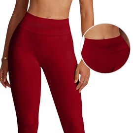Impact Leggings for Women Hidden Scrunch Butt Leggings Seamless Workout Gym Yoga Pants Compression Tummy Control Scarlett Red M