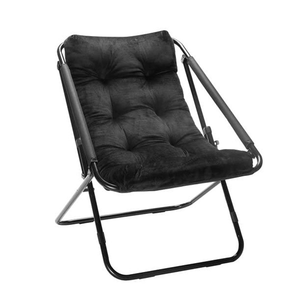 Urban Shop Velvet Tufted Sling Chair, Black 26D x 28W x 29H in
