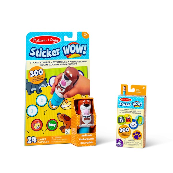 Melissa & Doug Sticker WOW!™ Dog Pack: Sticker Stamp, 24 Page Activity Pad, Total 600 Stickers, Fidget Craft Toy Collectible Figure