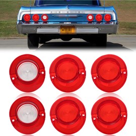 MOTRUM Tail Light Lens Compatible with Chevy Impala 1964, [DOT] [IP67 Waterproof] Tail Lamp Lens (Left + Right), Replace OEM #MO-3237, 6 PCS, Red Lens