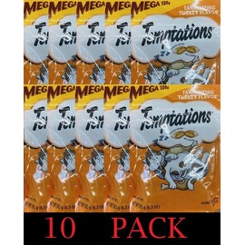 TEMPTATIONS 10x Temptations TANTALIZING TURKEY Flavor Adult Cat Treats 6.3 oz Bag - 10 PACK