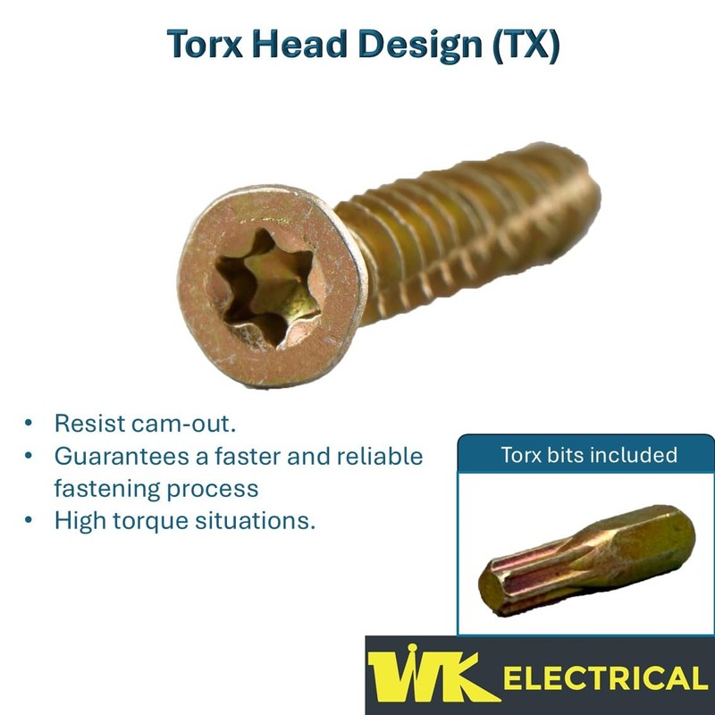 WK Electrical - Concrete Screws with Torx Bits – Zinc-Plated