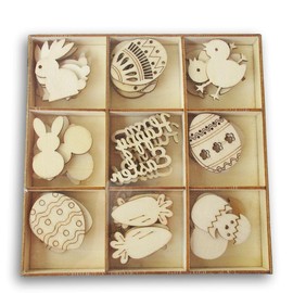 Holiday Decor Mini Laser Cuts Wood Shape - Easter Icons - 60 Pieces - 1.5'' Across