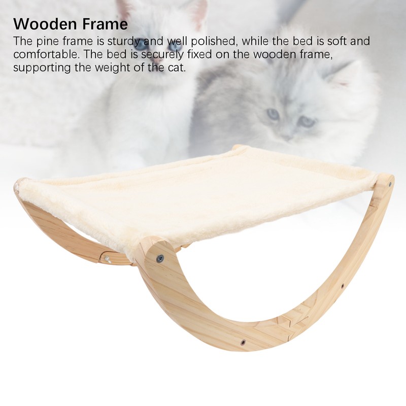 Wooden Cat Hammock Foldable Antislip Easy To Assemble Elevated Pet