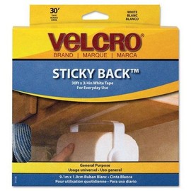 VELCRO USA, INC 91138 Sticky-Back Hook and Loop Fasteners in Dispenser, 3/4 Inch x 30 ft. Roll, White