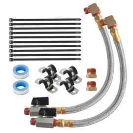 2 Pack Extended Tank Drain Valve Assembly Kit for Air Compressor, Including 10 Inches Air Compressor Tank Drain Hose 1/4 inch NPT, 1/4" to 3/8" Brass Adapter and Thread Seal Tape