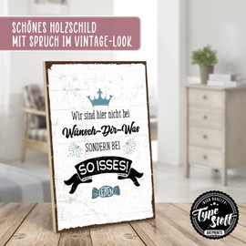 TypeStoff HS-00223 Wooden Sign with Saying - Wish-DIR-WHAT - Wall Sign, Door Sign, Wooden Plaque, Wooden Picture with Quote / Aphorism as a Gift and Decoration