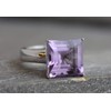 15 mm Princess Cut Amethyst Sterling Silver Ring US Size