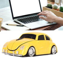 Luqeeg Ratón Inalámbrico, 2.4GHZ 1600DPI Ratones ópticos Inalámbricos con Receptor USB, Ratón Inalámbrico con Forma de Automóvil Estilo Automóvil Deportivo con Suspensión Automática (Amarillo)