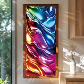 SHENGYUMY Colorful Fluid Art Window Film， Window Privacy Film ，Stained Decals Static Cling Sun Blocking Decor for Home Office Windows Doors Glass Partitions 17.7x39.3 inch.