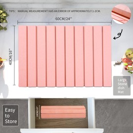 Drying Stone for Kitchen Counter, Dish Drying Stone Mat, 24"×16" Large Stone Drying Mat, Quick Absorbent Collapsible Stone Dish Drying Mat (Pink, 24*16 inch)