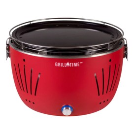 GrillTime Tailgater GT Griddle Combo 13 Inch - Portable Grill with Enamel Griddle Pan, Great for Grilling Bacon, Fish, Pancakes, For Outdoor Tailgates and Camping - Red