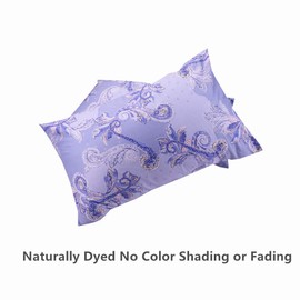 Blue Standard Size 50cm x 80cm Pillowcases Set of 2, 100% Cotton 600TC Soft Breathable Pillow Shams