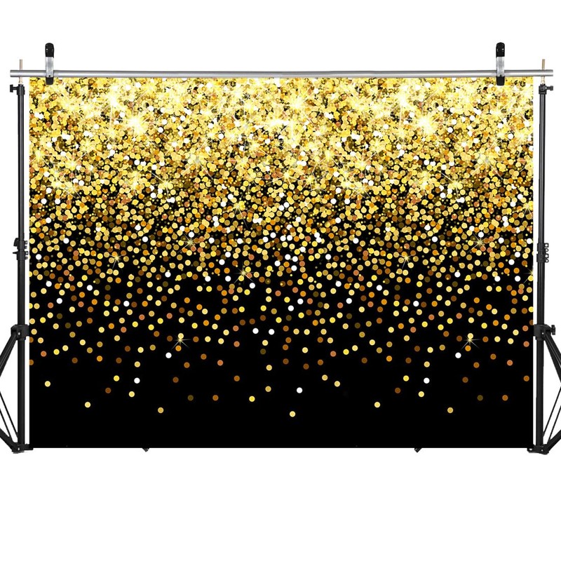 SJOLOON 7x5ft Black and Gold Backdrop Birthday Backdrop for Party